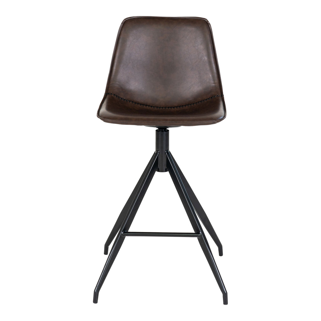 Monaco Counter Chair - Counter chair in PU, brown with black legs, HN1227 (set of 2)